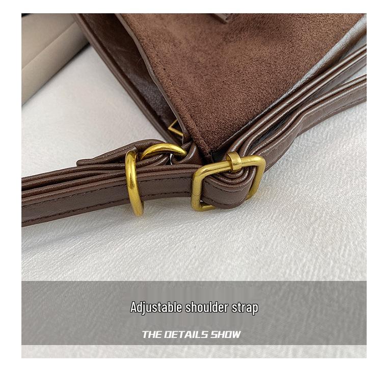 Retro Dark Suede Multi-way Crossbody Tote Bag - Large Capacity