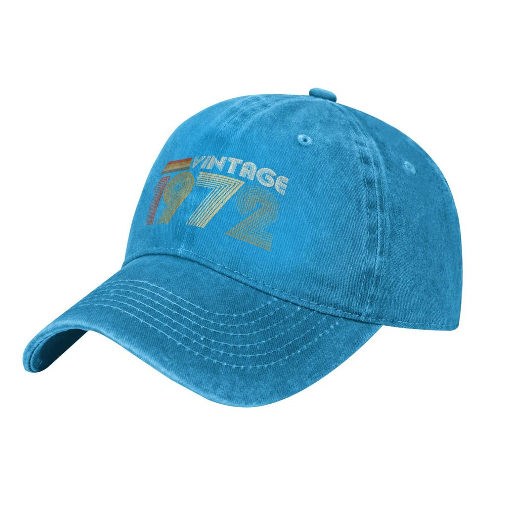 Vintage 1972 Birthday Gift Unisex Baseball Cap Dad Father Years Old Cotton Hats Cap Outdoor Activities Adjustable Snapback Hat