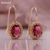 PATAYA 585 Rose Gold Farbe Klassische Rose Rot Künstliche Zirkon Ohrring Ring Anhänger Halskette Kombination Set