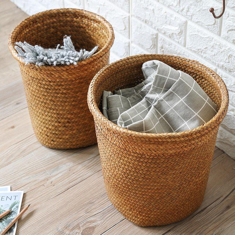 Round Rattan Woven Basket for Flowers and Storage