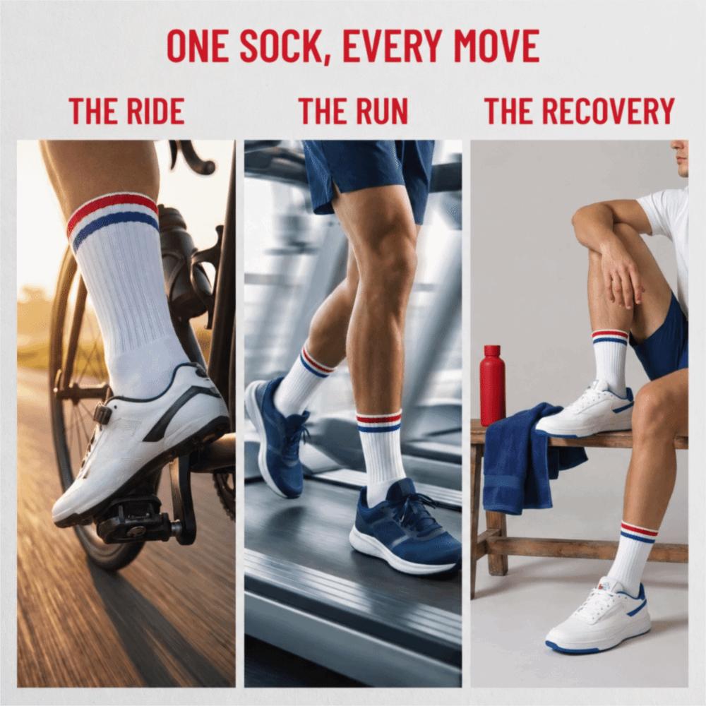 Lightweight Athletic Crew Socks Breathable Road Socks Durable Cycling Socks  For Cycling Stripe
