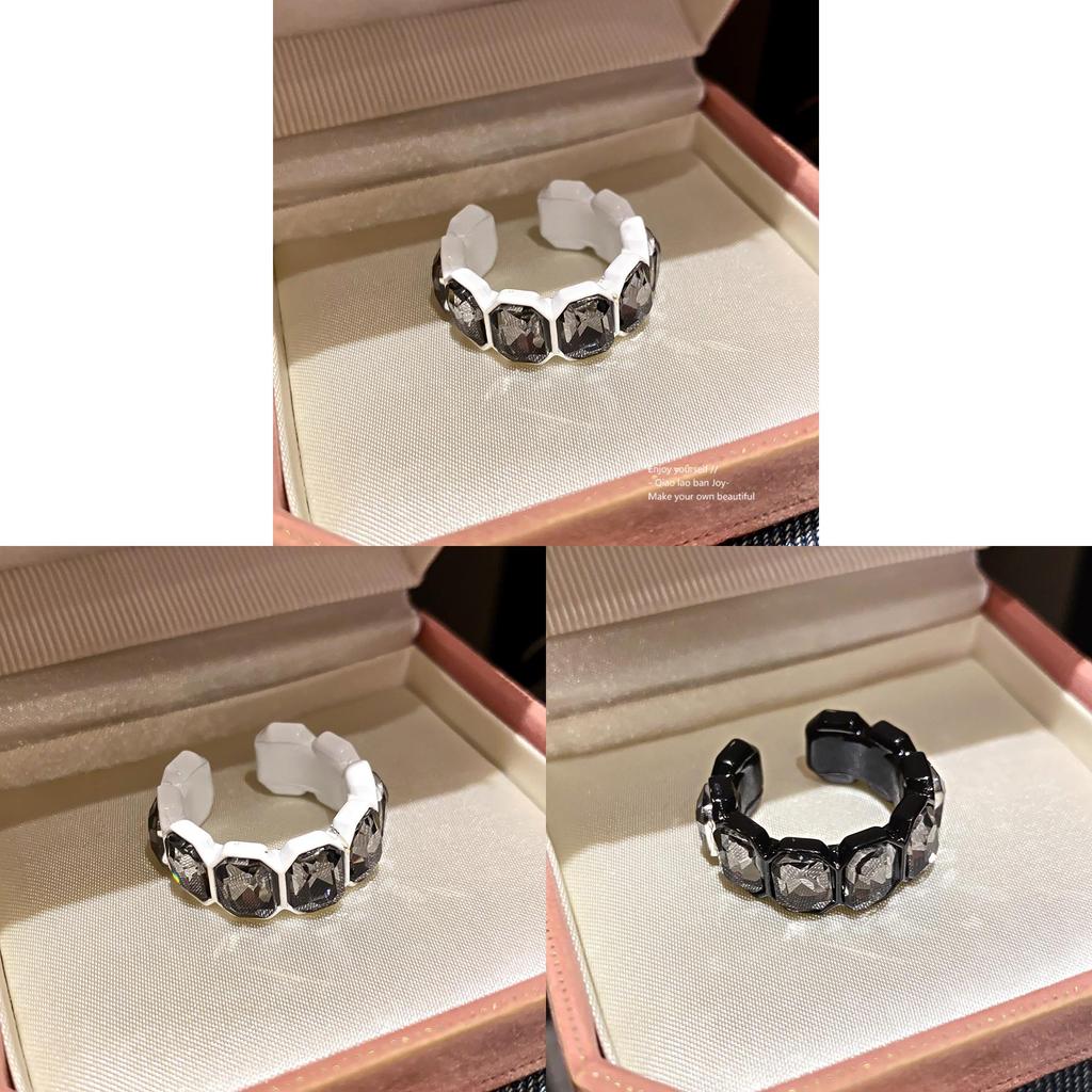 Hexagonal Minimalist Alloy Ring With Sparkling Rhinestones For Female Fashion Accessories