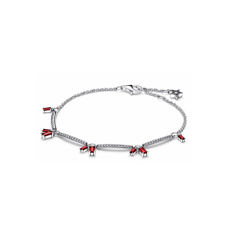 

New 925 silver red blue zircon bracelet, suitable for Valentine s Day women s holiday gift DIY jewelry