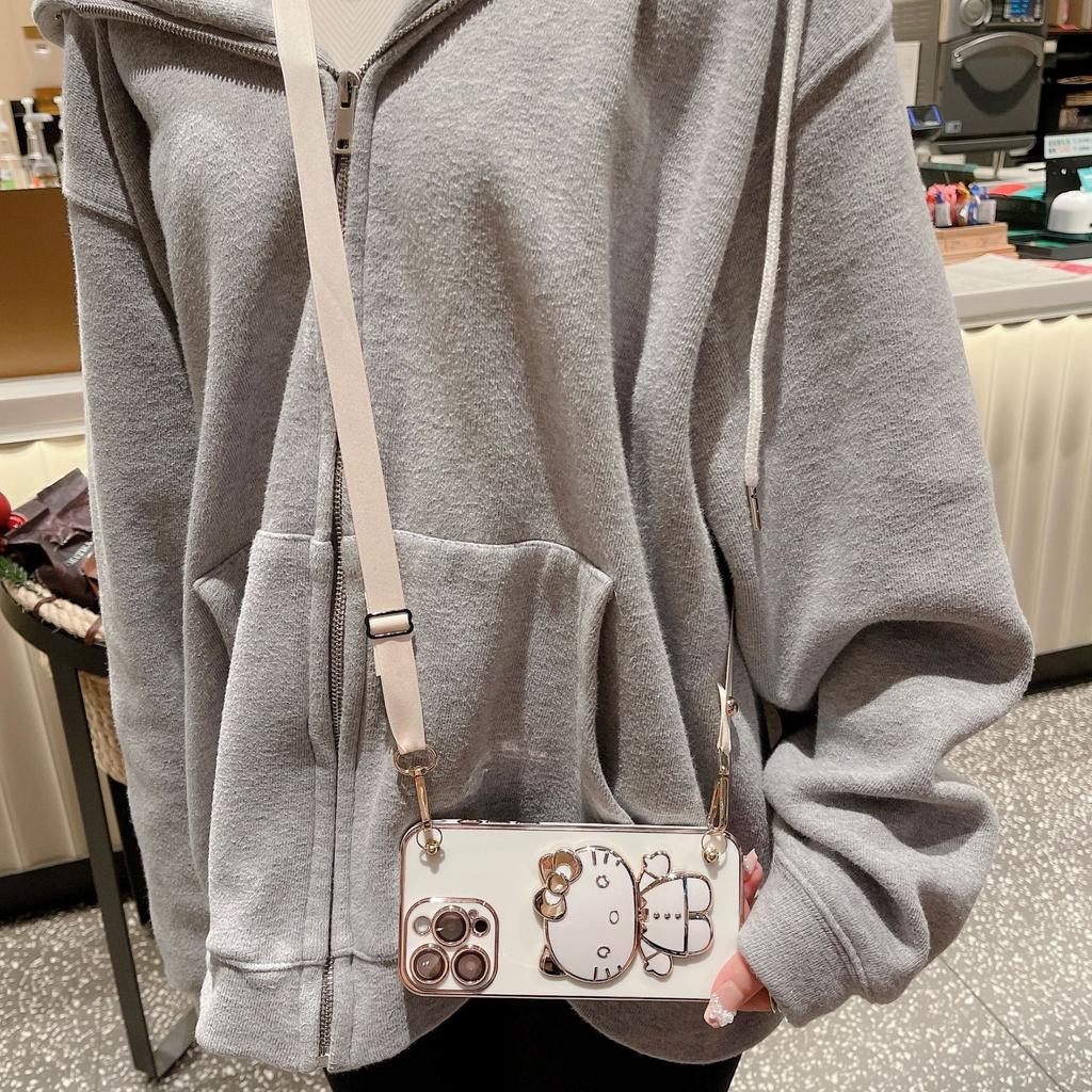 Lusterko do makijażu KT Cat Odpowiednie do etui na telefon komórkowy Apple 16promax IPhone 15 Silikonowe 14 Odporne na upadki 13PM Na ramię 17