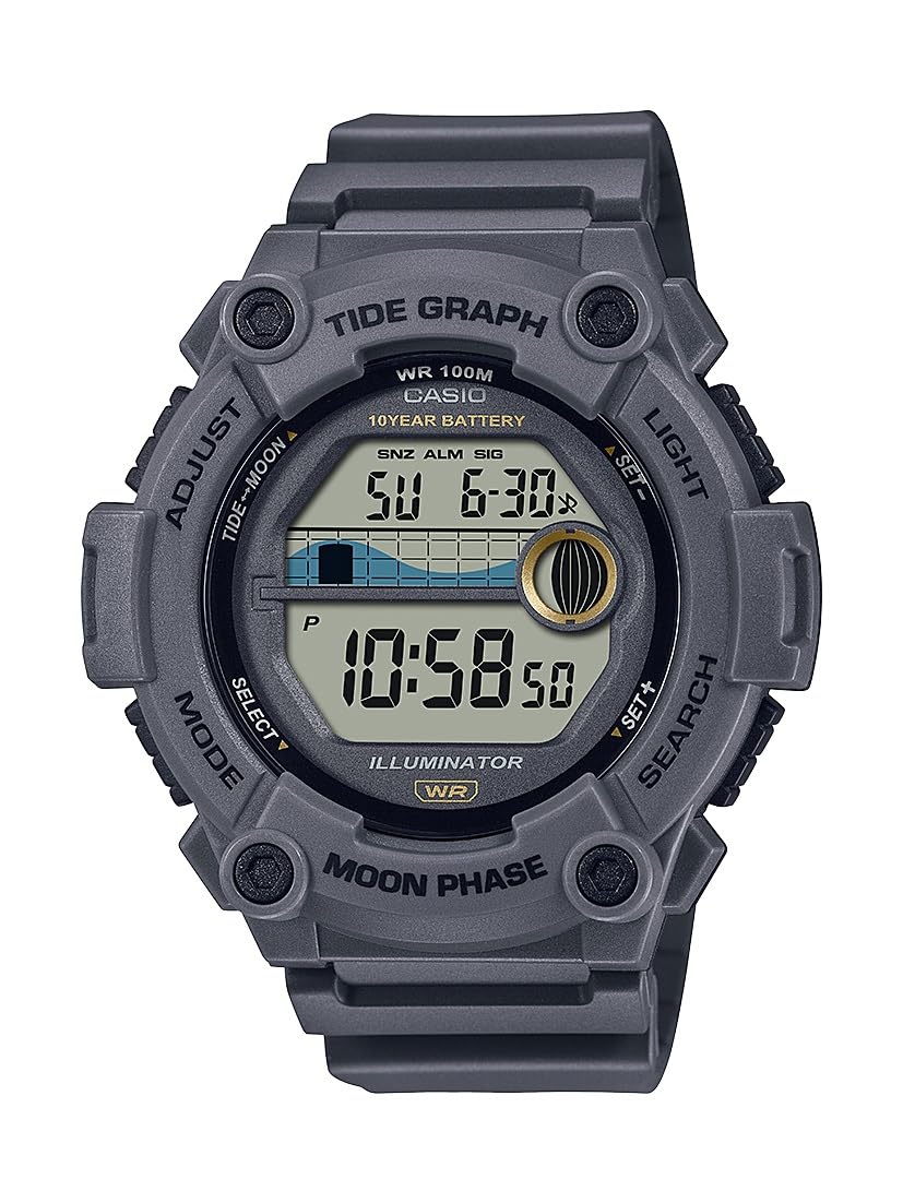Casio Quartz Sport Watch with Resin Matte 5 Men s Strap, Black, (Model WS-1300H-8AVCF) серый