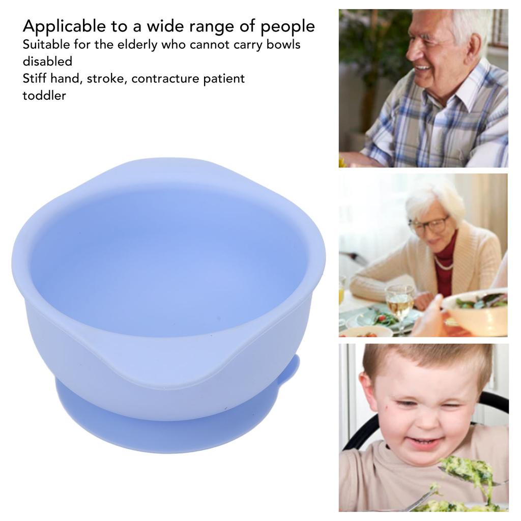 Silikonowa miska z ssaniem, odporna na wysokie temperatury, zapobiegająca obracaniu się dla dzieci w podeszłym wieku