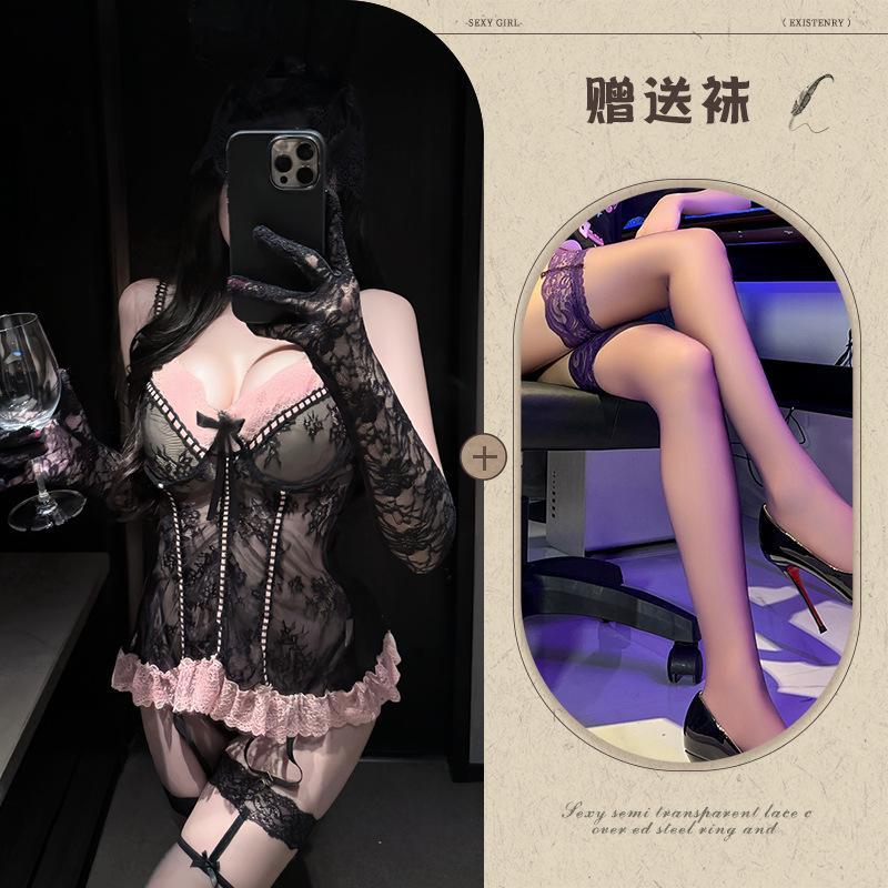 Sexy lingerie sexy lace suspender skirt pure lust temptation pajamas uniform suit