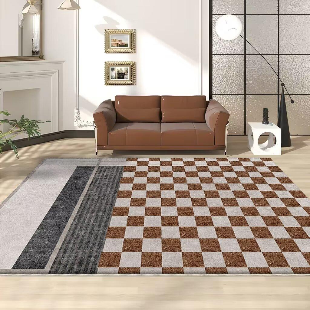 Nordic Geometric Carpets for Living Room Soft Flannel Sofa Side Rugs Large Area Decoration Home Floor Mats Brown Bedroom Carpet