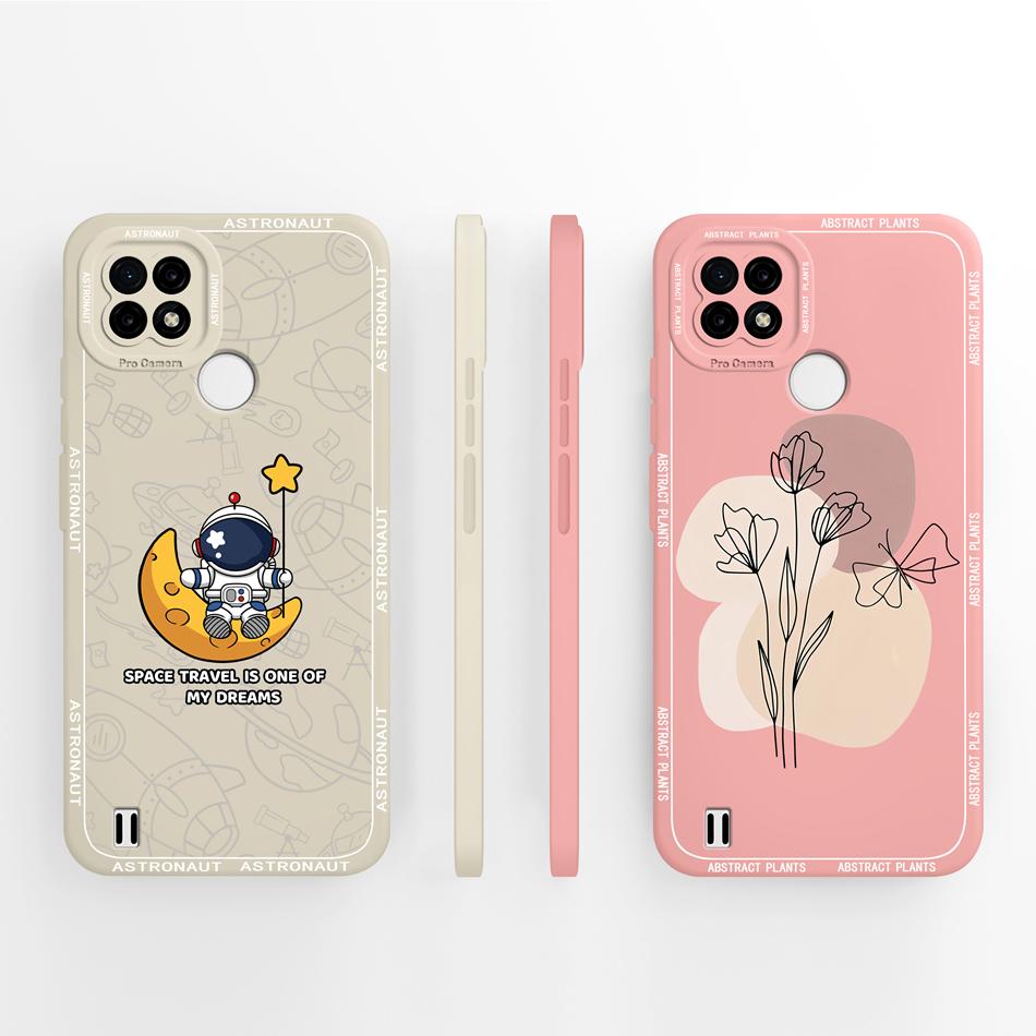 For Realme C21 C21Y C25 C25Y C25S Case Soft Liquid Silicone Phone Housing For Realme C 21 C 25 Anti Drop Artistic Back Covers
