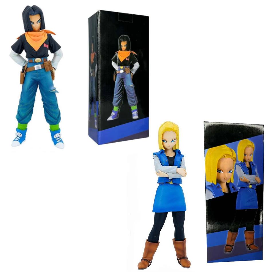 25CM Anime Dragon Ball Android 17 18 Figure Android 18 PVC Action Figures Doll Collection Model Plaything for Children Christmas Presents