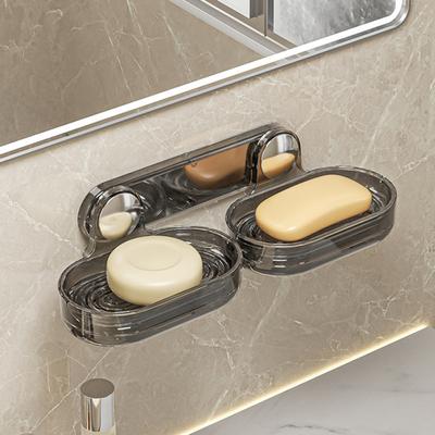 Seifenschale zur Wandmontage, doppellagig, hohl, schneller Abfluss, modern, ohne Bohren, für Küche, Badezimmer, Shampoo, Bar, Dusche, Seifenhalter, Behälter, Box, Sparer