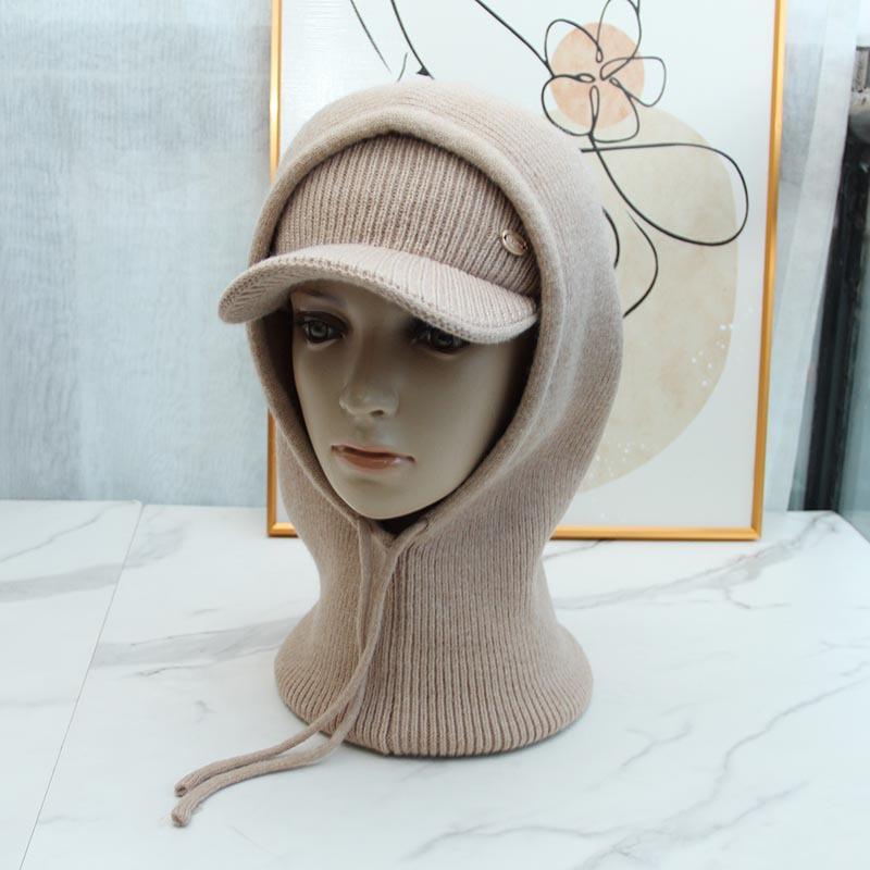 Scarf neck cover integrated versatile thickened autumn and winter fake collar hat women's ear protectors knitted hat hooded collar wool hat