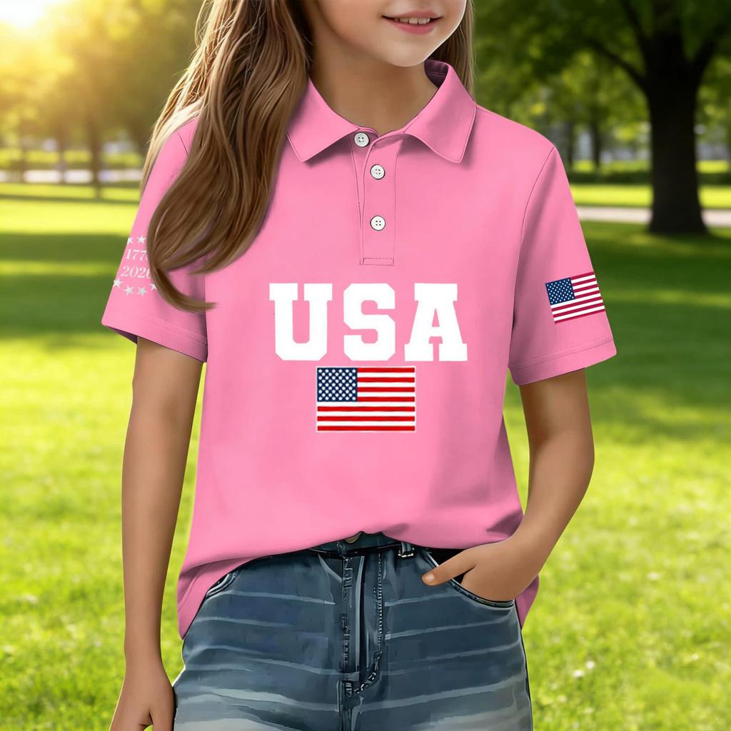 Children's Daily Casual Short-sleeved Print Tops T-shirts Shirts