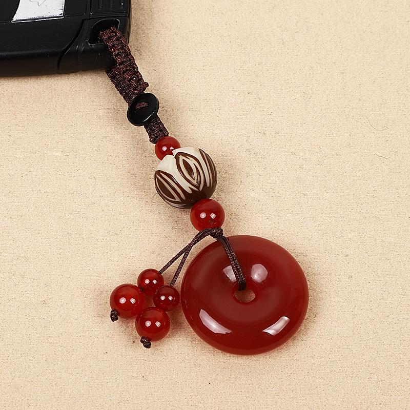Bodhi Lotus Agate Peace Buckle Keychain Pendant