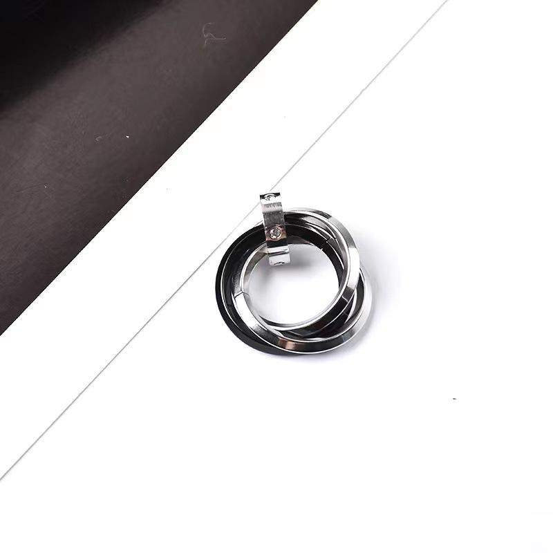 Three-ring Male Ins Trendy and Cool Simple Ring Couple Accessories Necklace Pendant