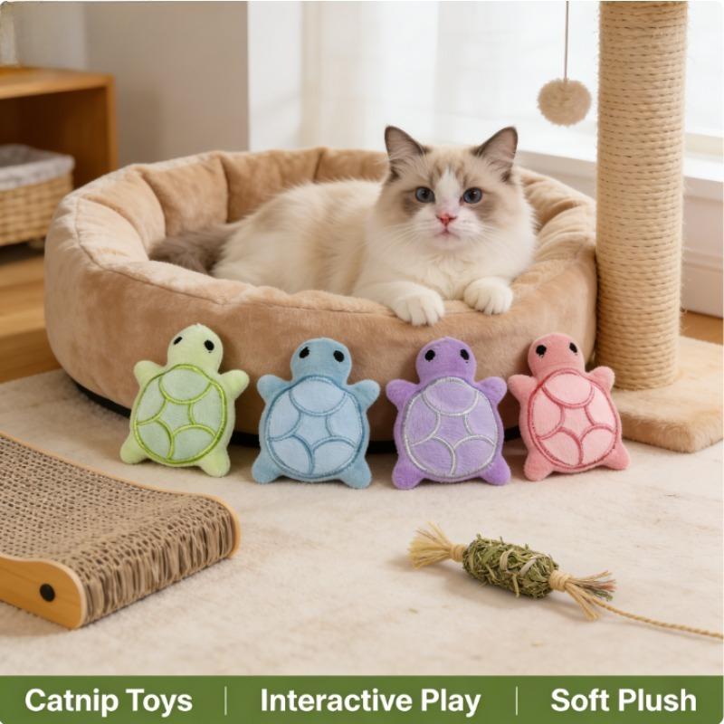 3/6pcs Mini Cute Turtle Plush Toys, Soft Fabric, Interactive Boredom & Exercise Game, Small Breed Pet Supplies, Pet Toys