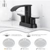 Waterfall Bathroom Faucet 4 Inch Centerset – WOWOW 2 Handle Matte Black Sink Faucet for 2 or 3 Hole Vanity, Modern Stainless Steel Zinc Alloy with