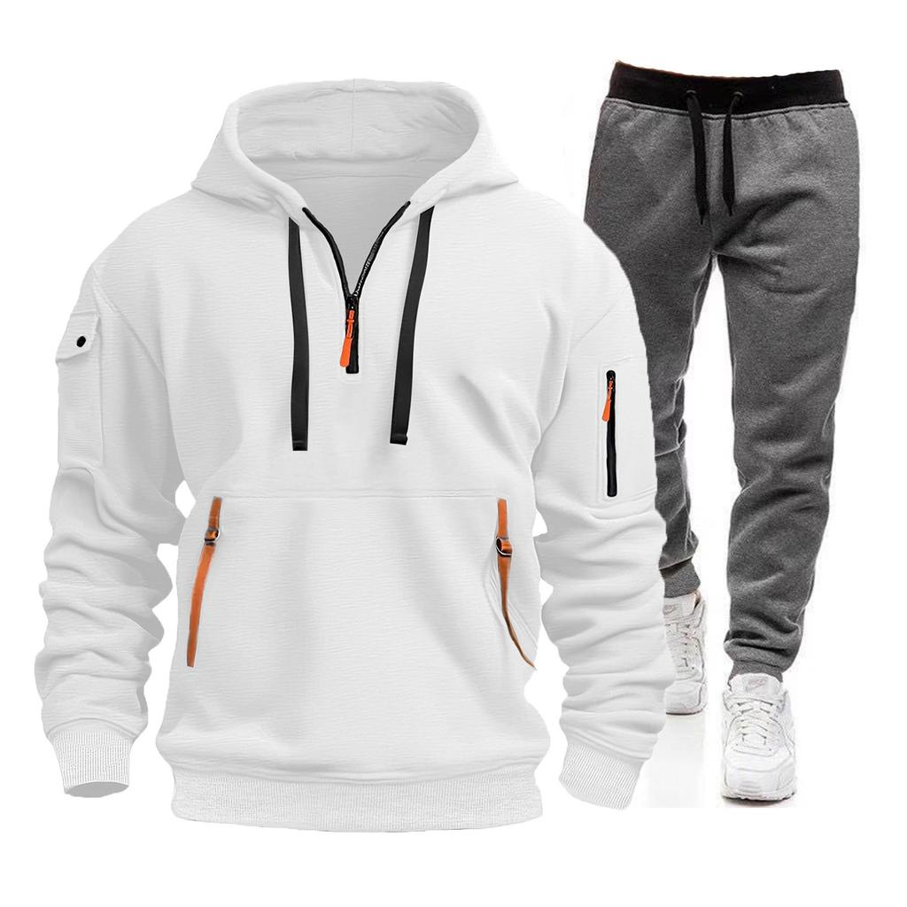 Men's 2024 Spring & Autumn Sports Zip Hoodie Sweatshirt & Sweatpants Set