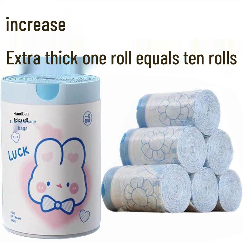 Blue Heart Rabbit Cartoon Drawstring Trash Bags - Tear-Free, Thick, Extra Large for Home & Dorm Use 30 pieces
