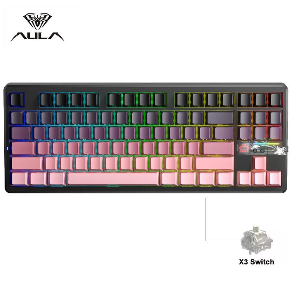 AULA F87 Pro V2 E-Sports Mechanical Keyboard 2.4g/Usb/Bluetooth -Swap RGB Long Battery Life Custom Gasket 5 Layer PC Gaming