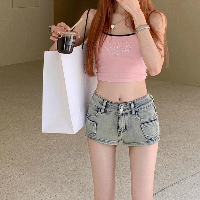 American Retro Low-Waist Spicy Girl Super Short Denim Hot Pants for Women