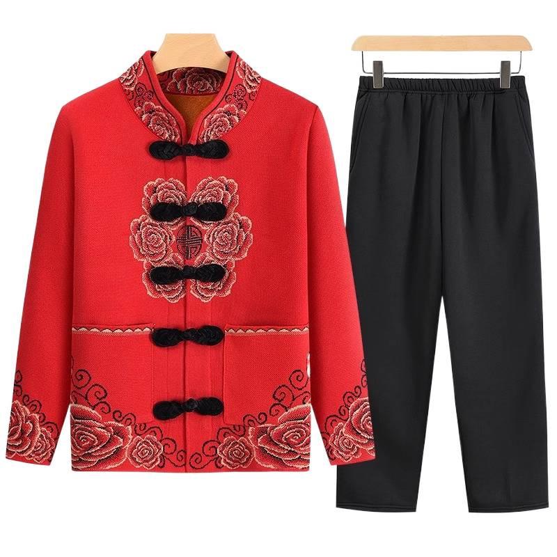 2024 New Autumn/Winter Tang Suit for Elderly Women - Grandma's Top