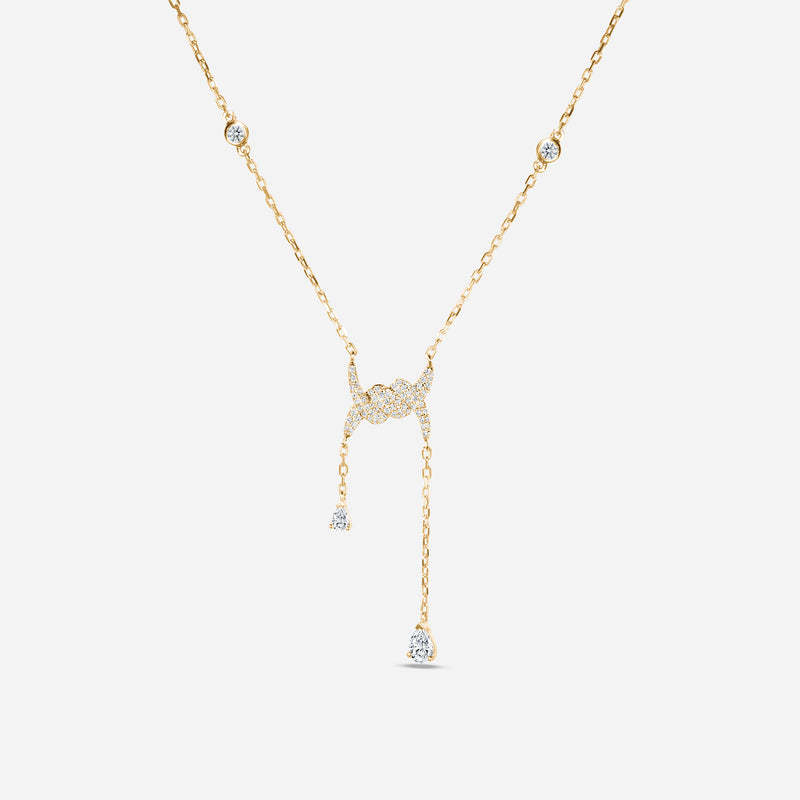 

Double Knot Necklace Personality Niche Premium Clavicle Chain Water Drop Fringe Zirconium Cross Jewelry