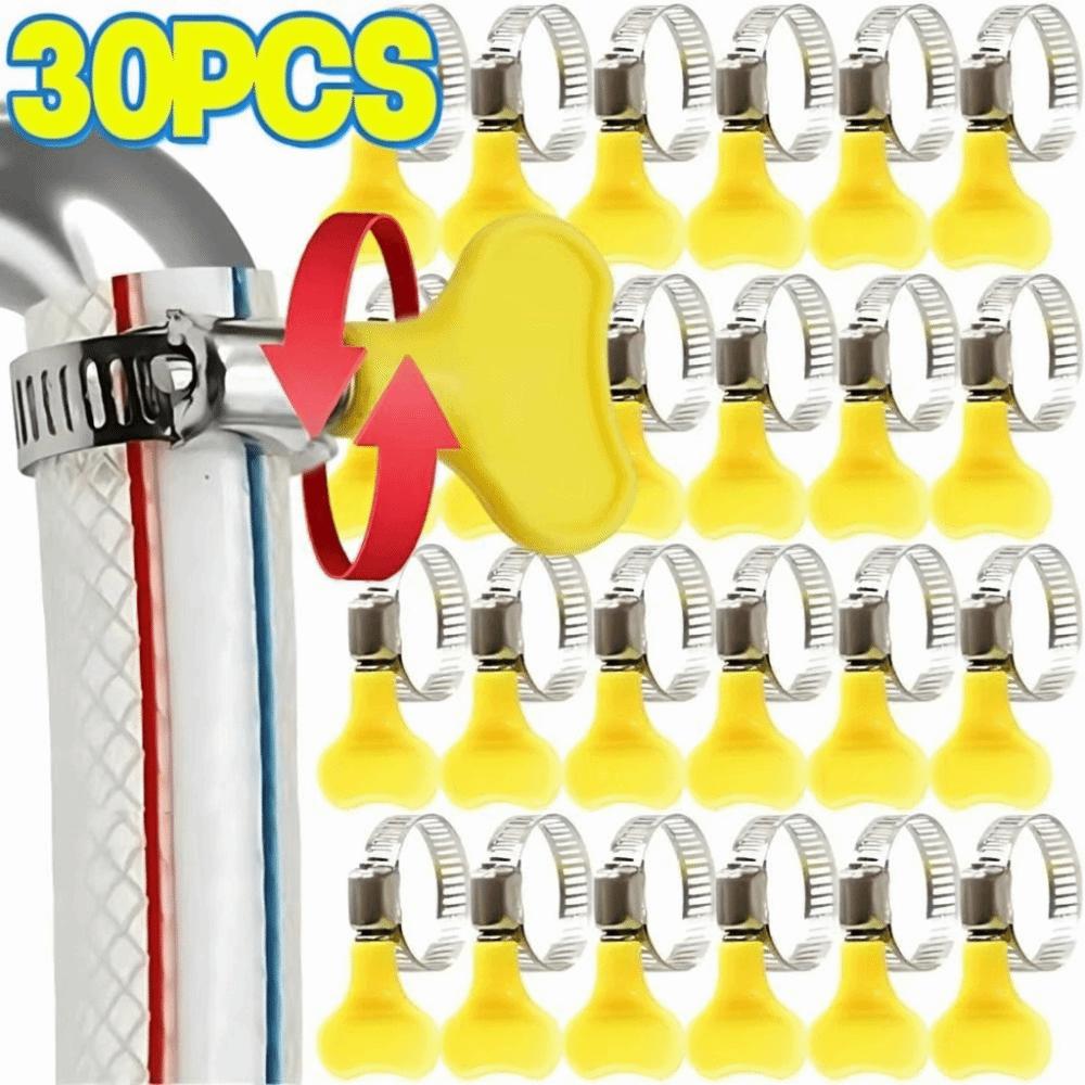 30pcs Hand Twist Design Stainless Steel Hose Clamps Butterfly Hose Clamp  Air Pipe
