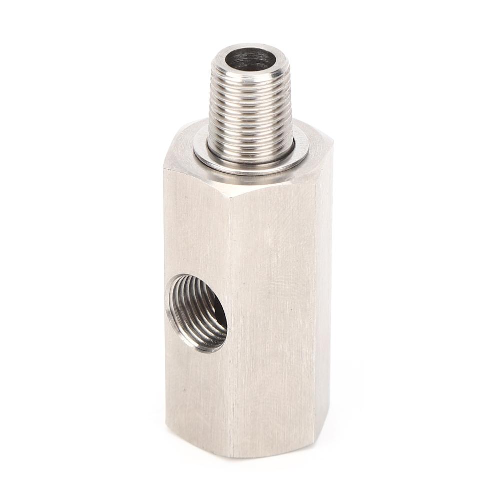 Oil Pressure Sensor Tee 1 8in NPT Turbo Oil Feed Connector Fitting Stainless Steel Auto Parts1 8in NPT