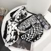 Multifunctional Waist Pouch for Crossbody Large Sports Waist Black and White Cartoon Graffiti Casual Hip Bag Men, Bag, Capacity, Bag, Plaid, Design,