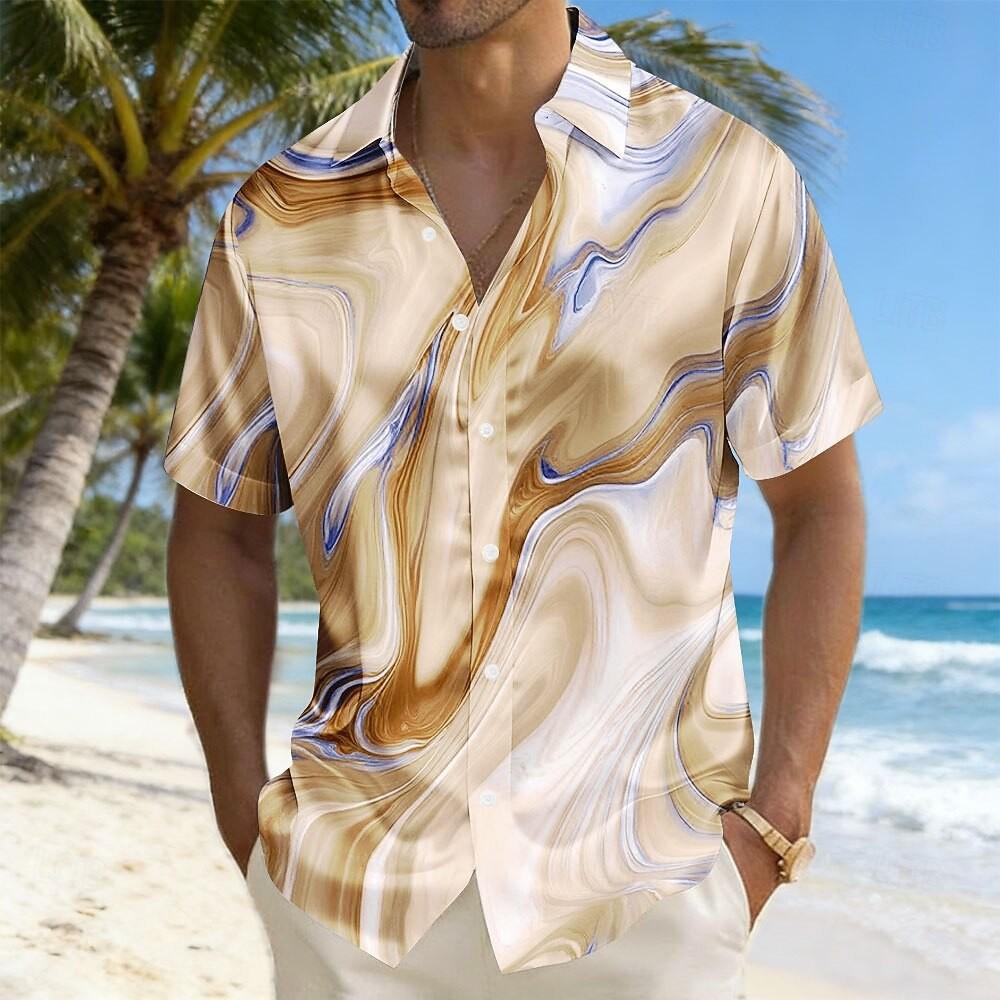 Men's Flower 3D Printed Short Sleeved Shirt Wholesale and Summer Men's Casual Shirt