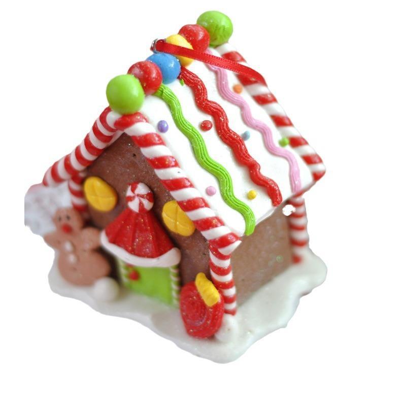 1Pc House Ornaments Holiday Christmas Tree Ornament Gingerbread Christmas Decor With Rope Gingerbread House Decor