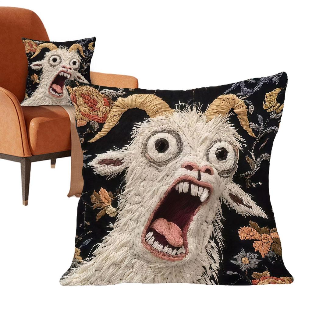 Screaming Goat Pillow Cover Soft Protector Decorative Throw Pillow Case Couch Home Decor For Living Room Sofa Party Gift No fill