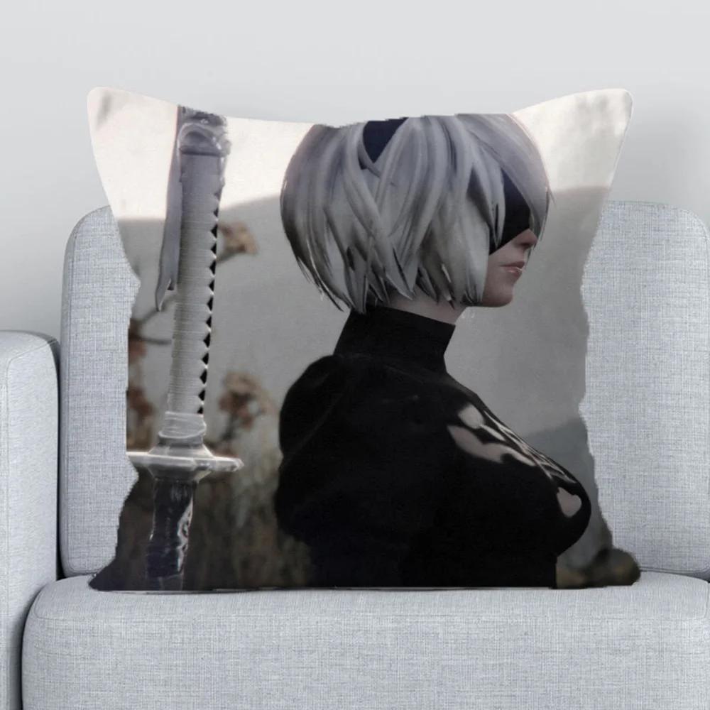 Nier Pillow Hugs Covers for Bed Pillows Cushion Cover 45x45 Short Plush Decorative Pillowcase Lounge Chairs Fall Decor Sofa Body