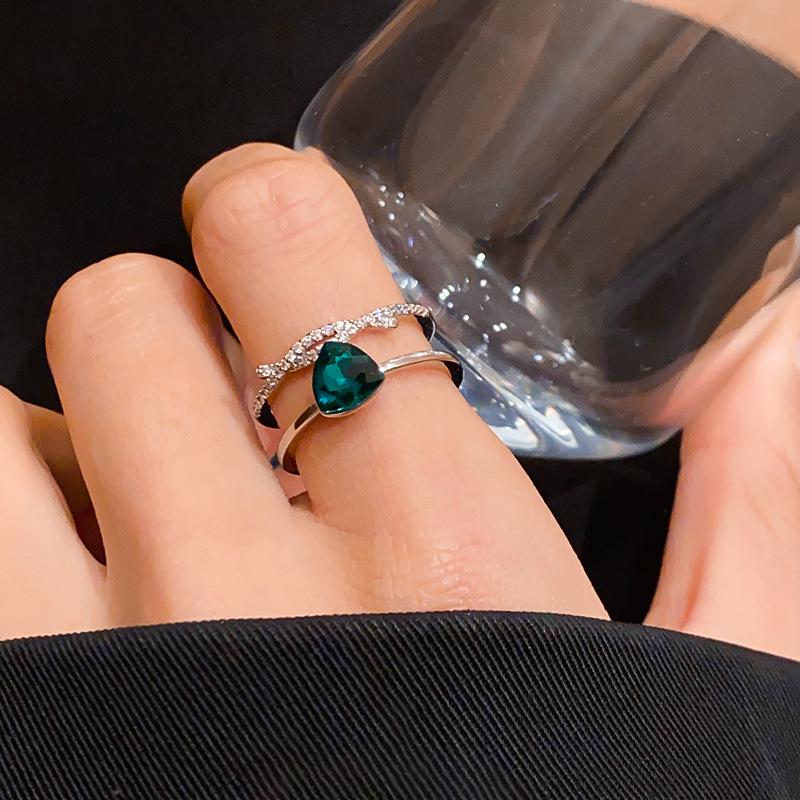 18K Gold Plated Geometric Double Layer Open Ring with Zircon - High-End Luxury Jewelry for Index Finger