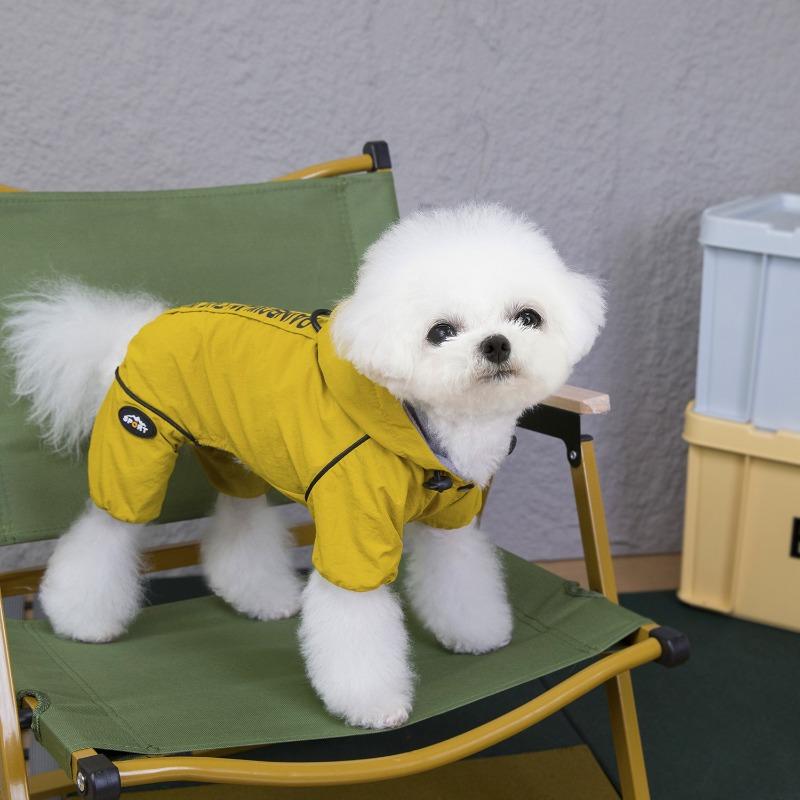 Outdoor windproof new pet clothes fleece thickened dog clothing small dog hooded four-legged clothing