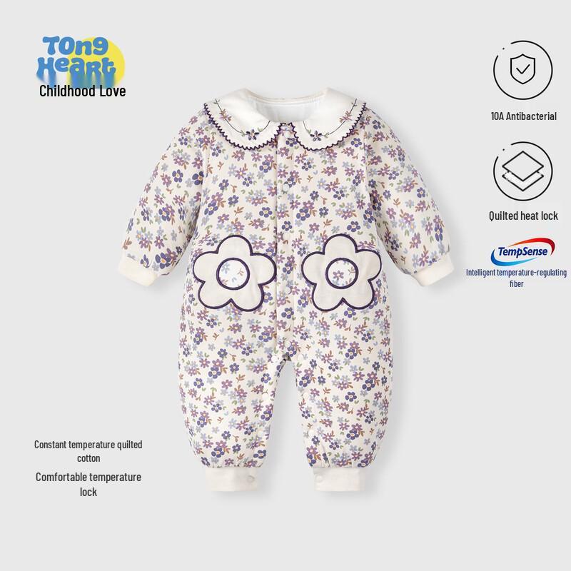 Newborn Baby Girl Thermostatic Padded Jumpsuit 66cm