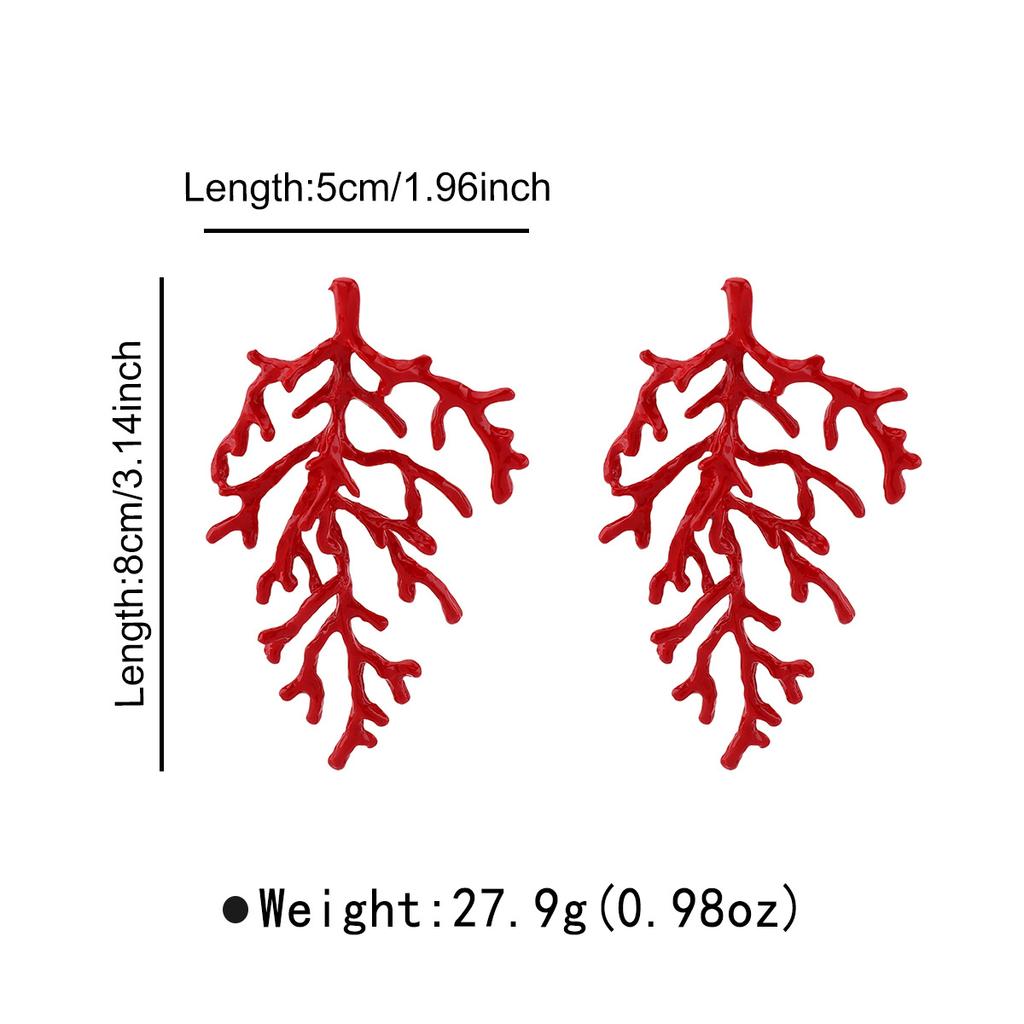 Fashion light luxury personality exaggerated branches coral beach vacation summer niche earrings collar