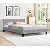 Lit avec Sommier 140x200 cm - KING OF DREAMS - Tête de Lit Capitonnée - Pieds en 10 cm - 13 Lattes - Gris
