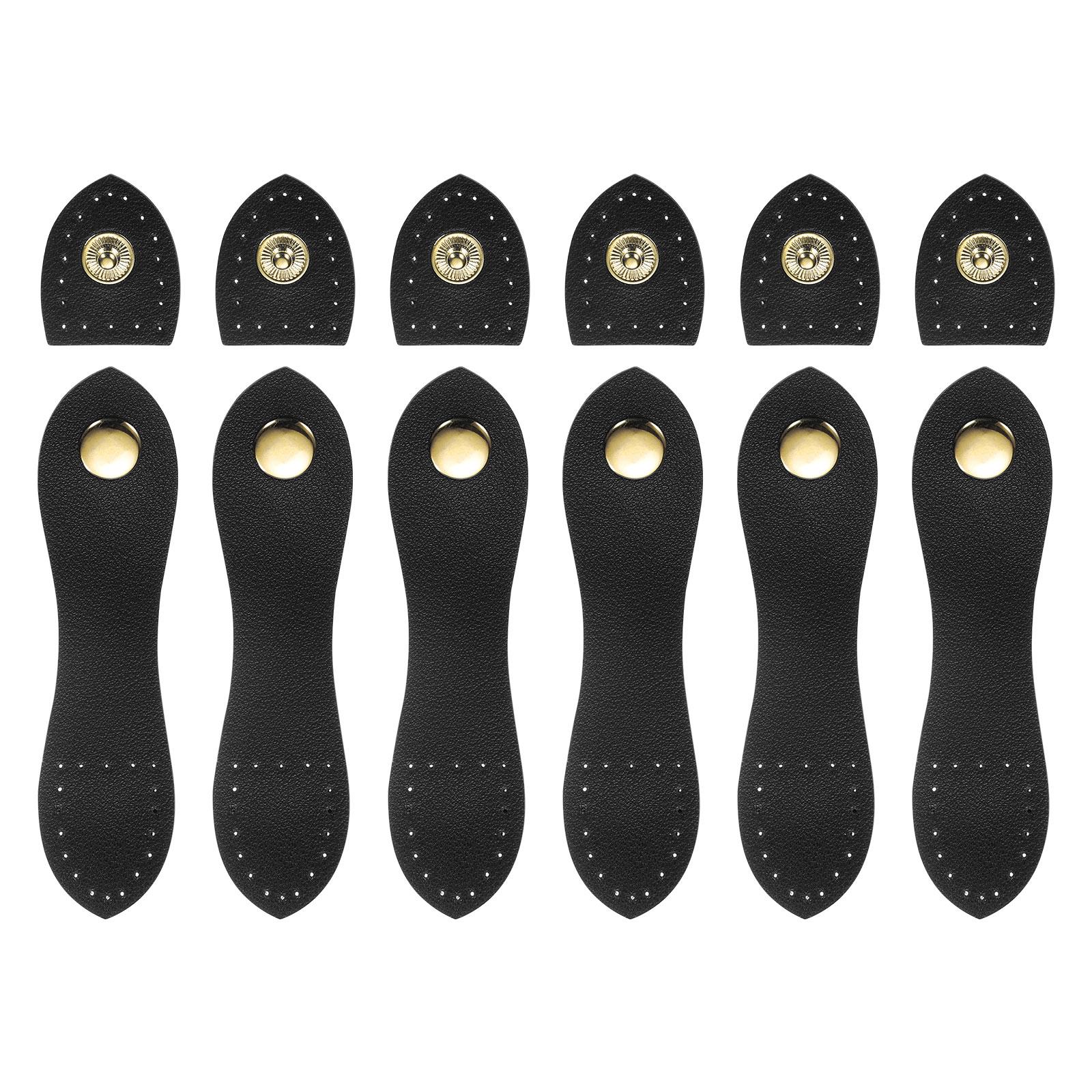

6pcs Leather Snap Buckles, Sew on Toggle Closure Buckle, Snap Buttons Tab Buckle Fasteners Buttons Replacement for Jacket DIY чорний
