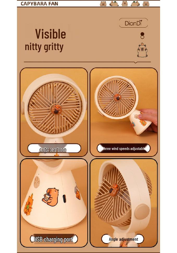 Cartoon Handheld Mini USB Rechargeable Fan - Student Desktop/Office Desk Fan