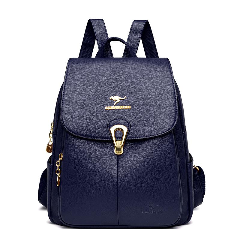 New Backpack for Women's Soft Leather New Fashionable Backpack Middle-aged Mother Travel Bag Soft Leather Large Capacity