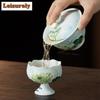 120ml Handbemalte Arita Porzellan Lotus Gaiwan Antike Teeterrine Teeschale mit Deckel Set Teezubereiter Deckelschale Trinkgeschirr Handwerk