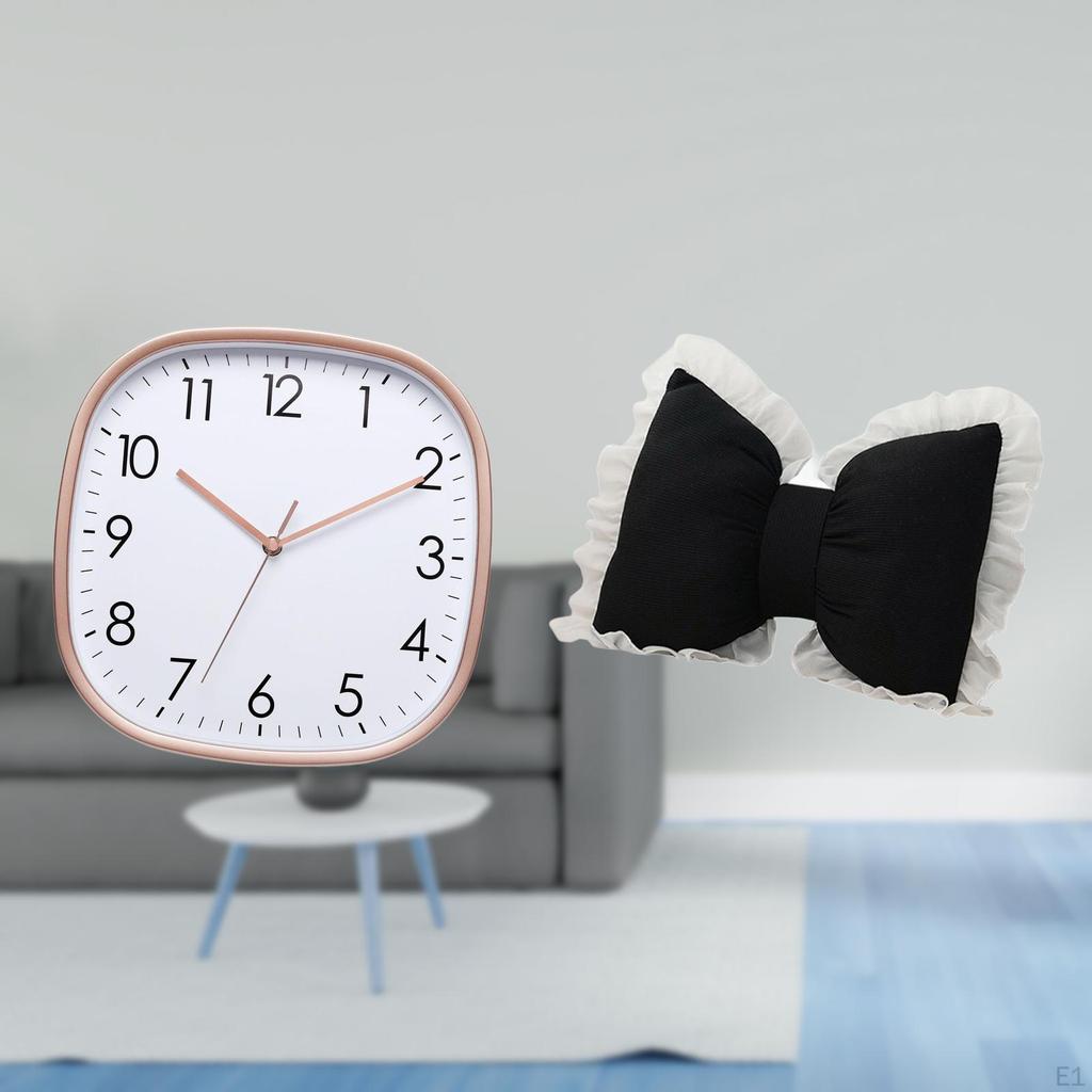 Wall Clock And Bow Cushion Set for Dining Room Study Office Chair Home Decoration Low Noise Art