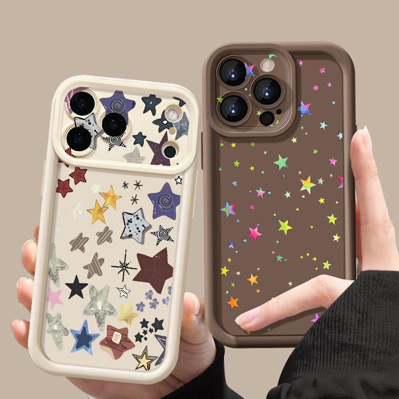 Five-pointed Star Pattern TPU Case For iPhone 17 Pro 17e 15 16 Pro Max 14 13 Pro Max 16e Shockproof Soft Silicone Phone Cover