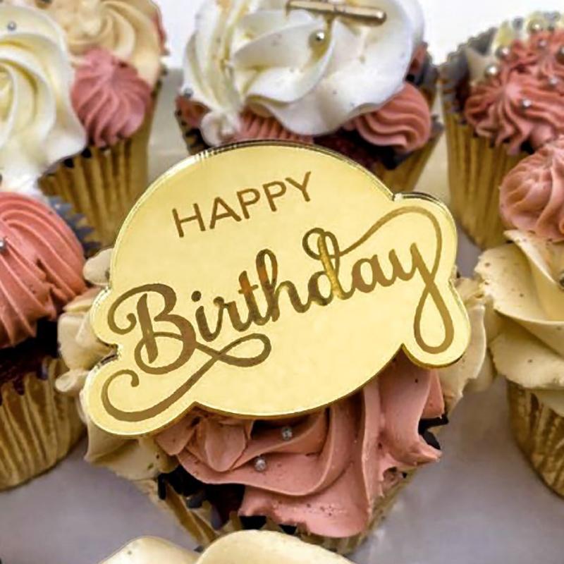 5Pcs/Set Of Circular Marked Acrylic Happy Birthday Cake Decoration Valentine'S Day Wedding Party Dessert Diy Decoration