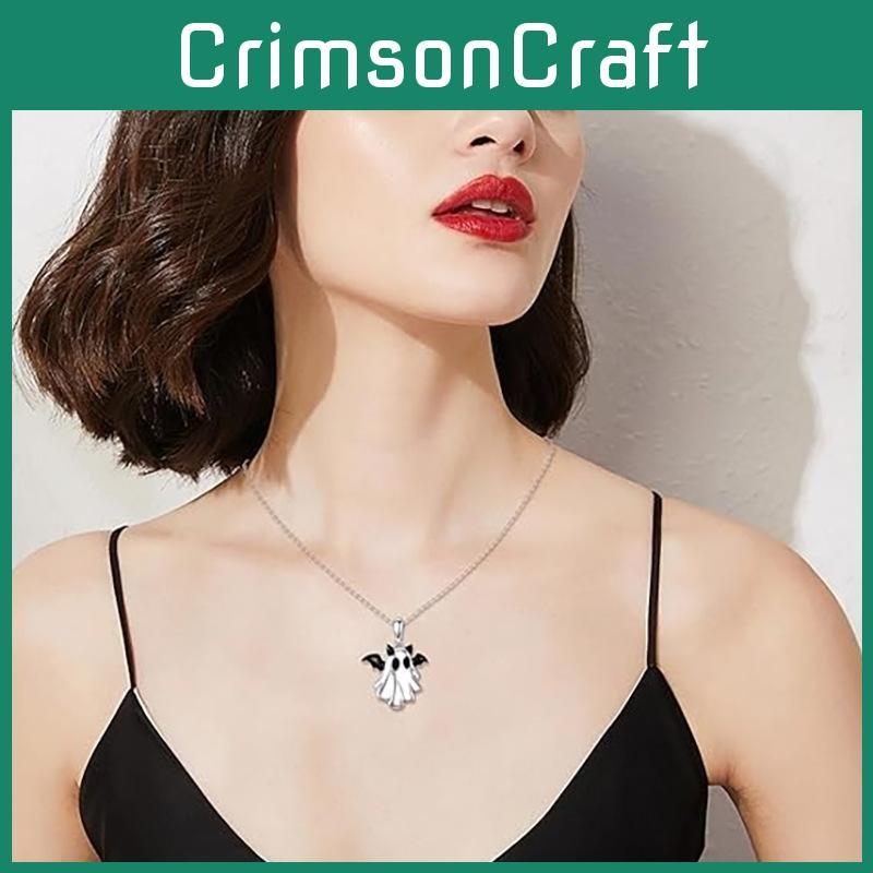 Ghost Halloween Pendant Necklace With Zinc Alloy Material For Holiday Accessory