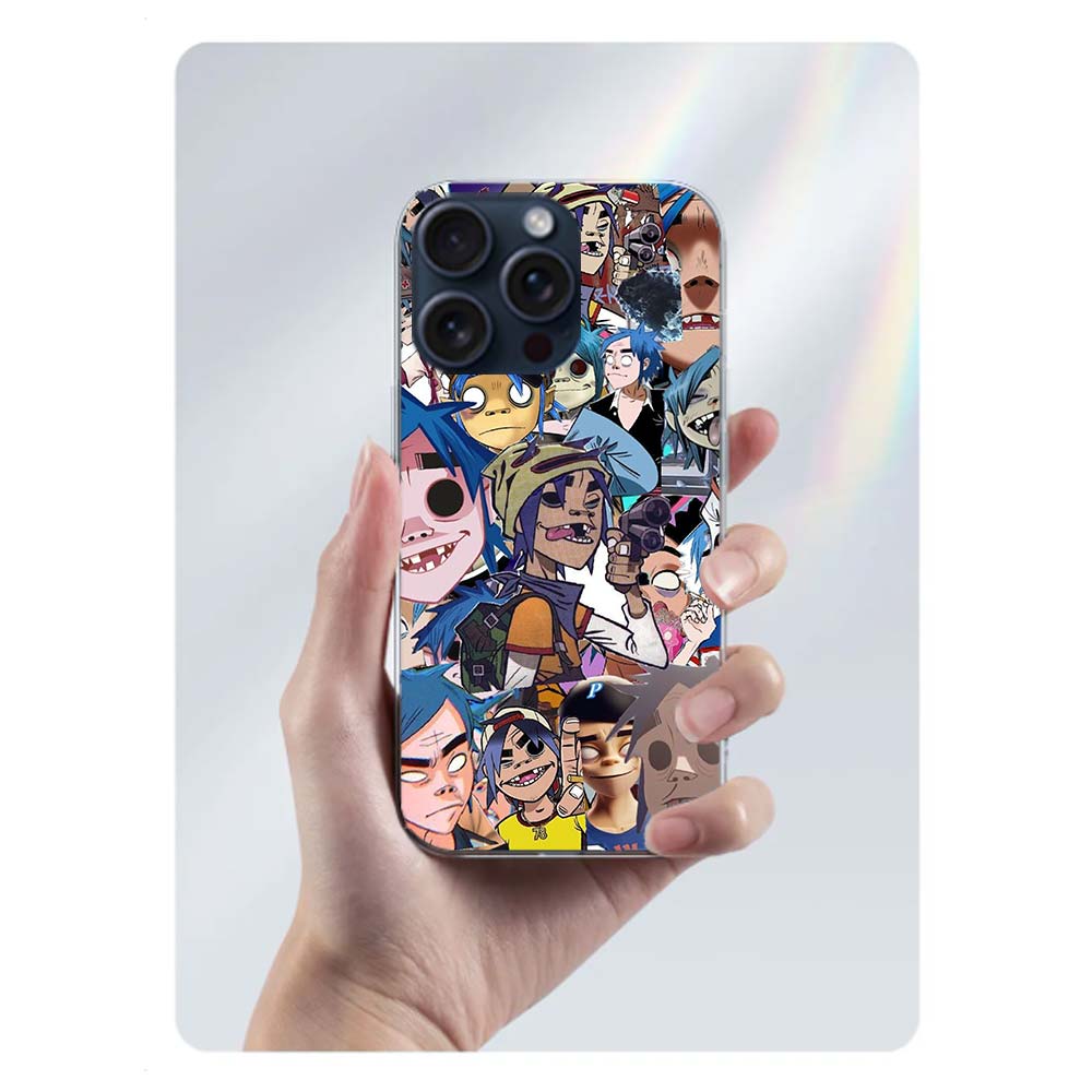 Gorillaz Anime Clear Phone Case For Iphone 17 Air 16 Pro Max 15 Pro 14 Plus 17E 16E 11 13 12 Mini Cover Cases Fundas Cell TPU Ca