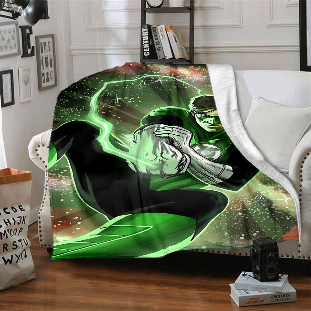 1pc Green Lantern Ring Flannel Throw Blanket Soft, Warm & Cozy for Couch, Bed, Office, and Travel Versatile All Season Gift, Christmas Present