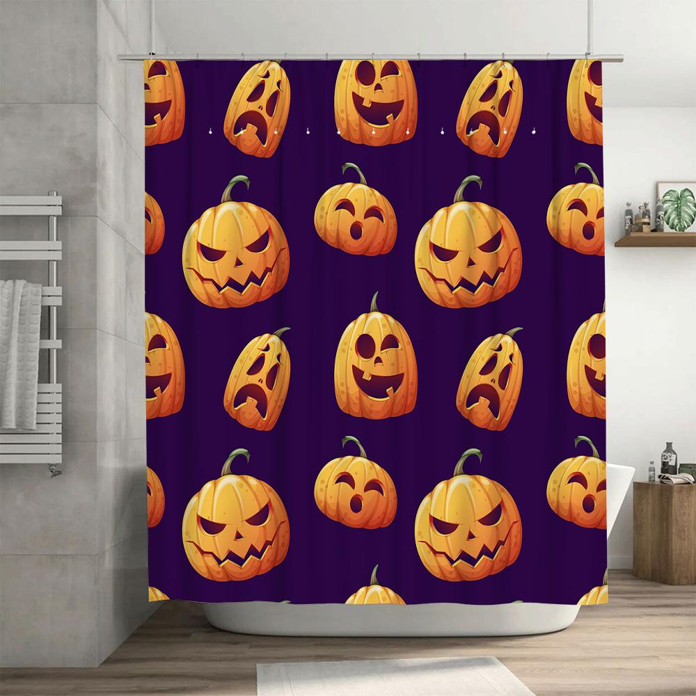 Zasłony prysznicowe w halloweenowym stylu z motywem dyni dla upiornej i świątecznej dekoracji łazienki Idealny pomysł na prezent dla entuzjastów Halloween